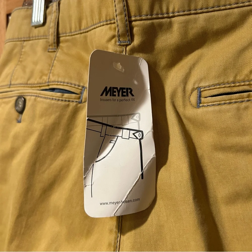 Meyer‎ Mens New York Chinos Size 32x30 42C/92 Yellow Slim Fit Dress Pants NWT